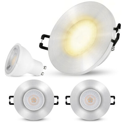 3er Pack BEDA Einbauleuchte IP65 mit LED GU10 38° warmweiß 6W 230V silber rund