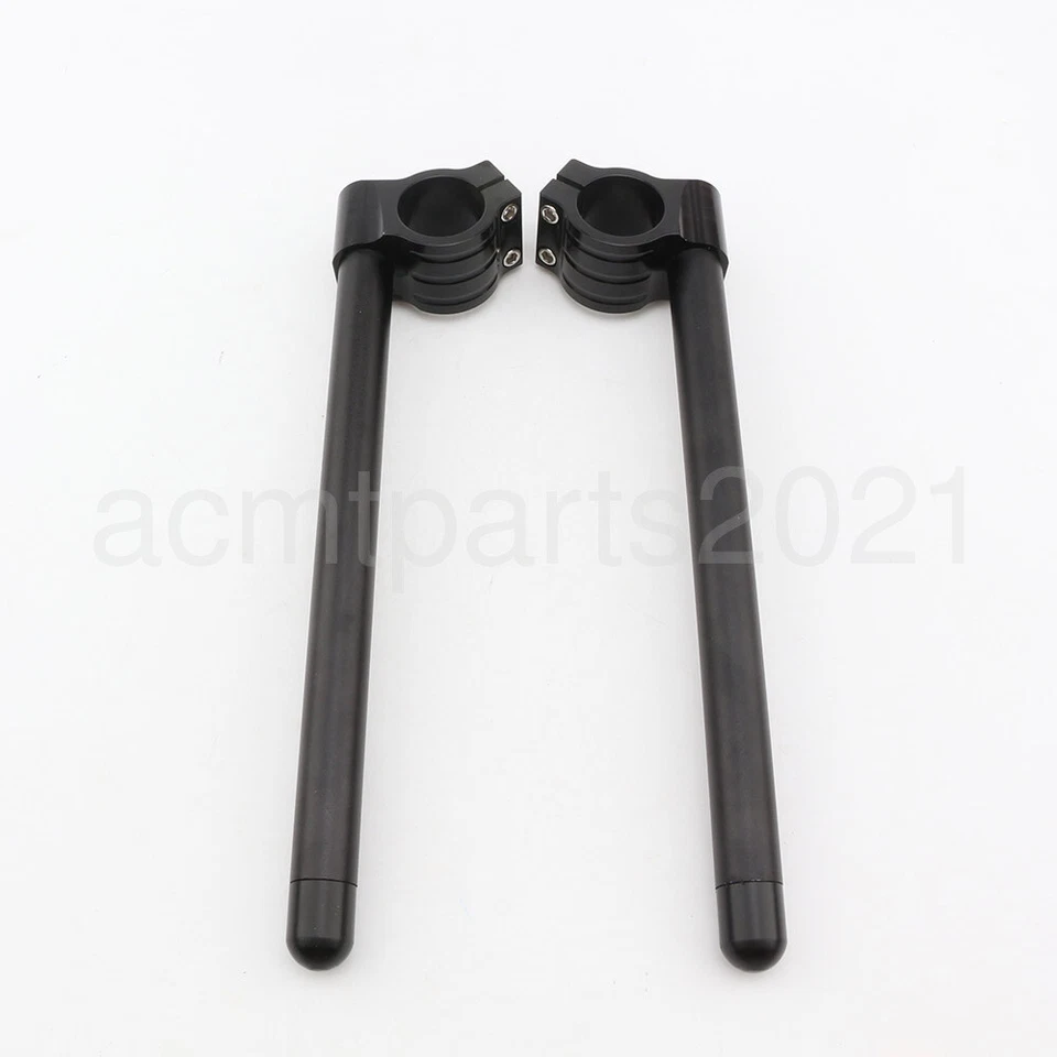 Black 33mm 7/8" Clip-Ons Handlebars For Honda Yamaha Suzuki Kawasaki Motorcycle - Image 2 of 4