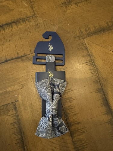 NWT U.S. Polo Association Bow Navy & Gray Paisley Adjustable - Picture 3 of 4