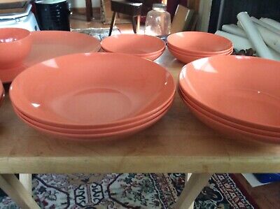 Oneida Melmac Orange Plates Bowls Set Vintage Melmanine Plastic