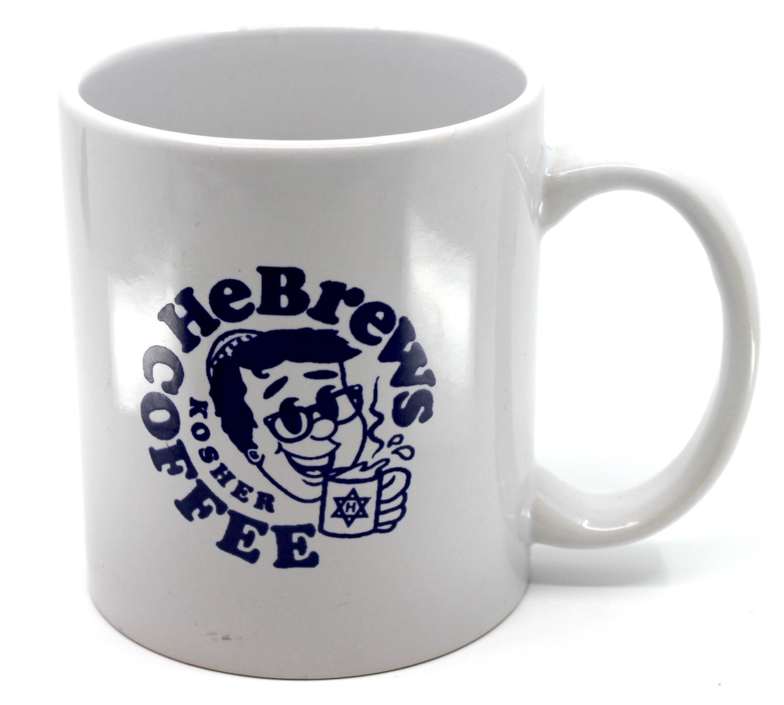 Blue & White Star of David Chai Torha Ceramic Coffee Mug  by M Ware Judaica