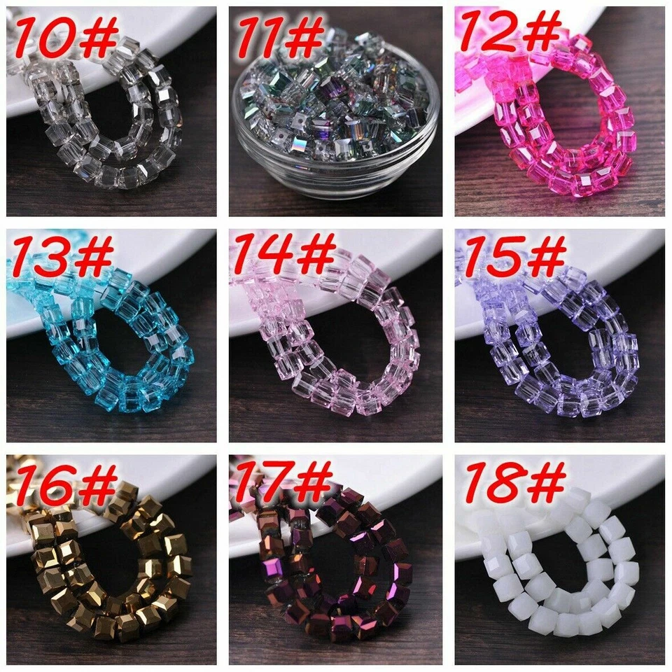 Cube Faceted Crystal Glass Loose Spacer Beads Lot 3mm 4mm 6mm 8mm 10mm 14mm - Image 3 of 4