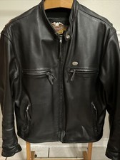 Harley Davidson Leather Jacket H-D Cafe Racer Sport Basic Rider USA Made Mens L