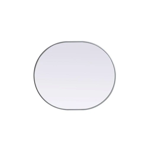 Elegant Decor Asha 30x36" Oval Modern MDF Wood/Iron Mirror in Silver - Picture 3 of 11