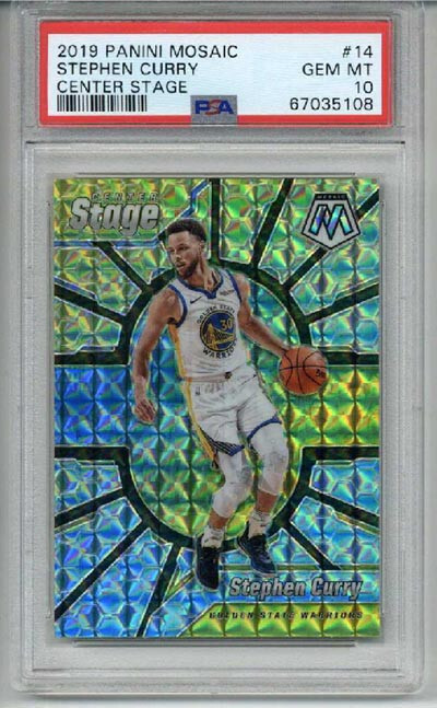 2019 PANINI MOSAIC CENTER STAGE #14 STEPHEN CURRY GOLDEN STATE WARRIORS PSA 10