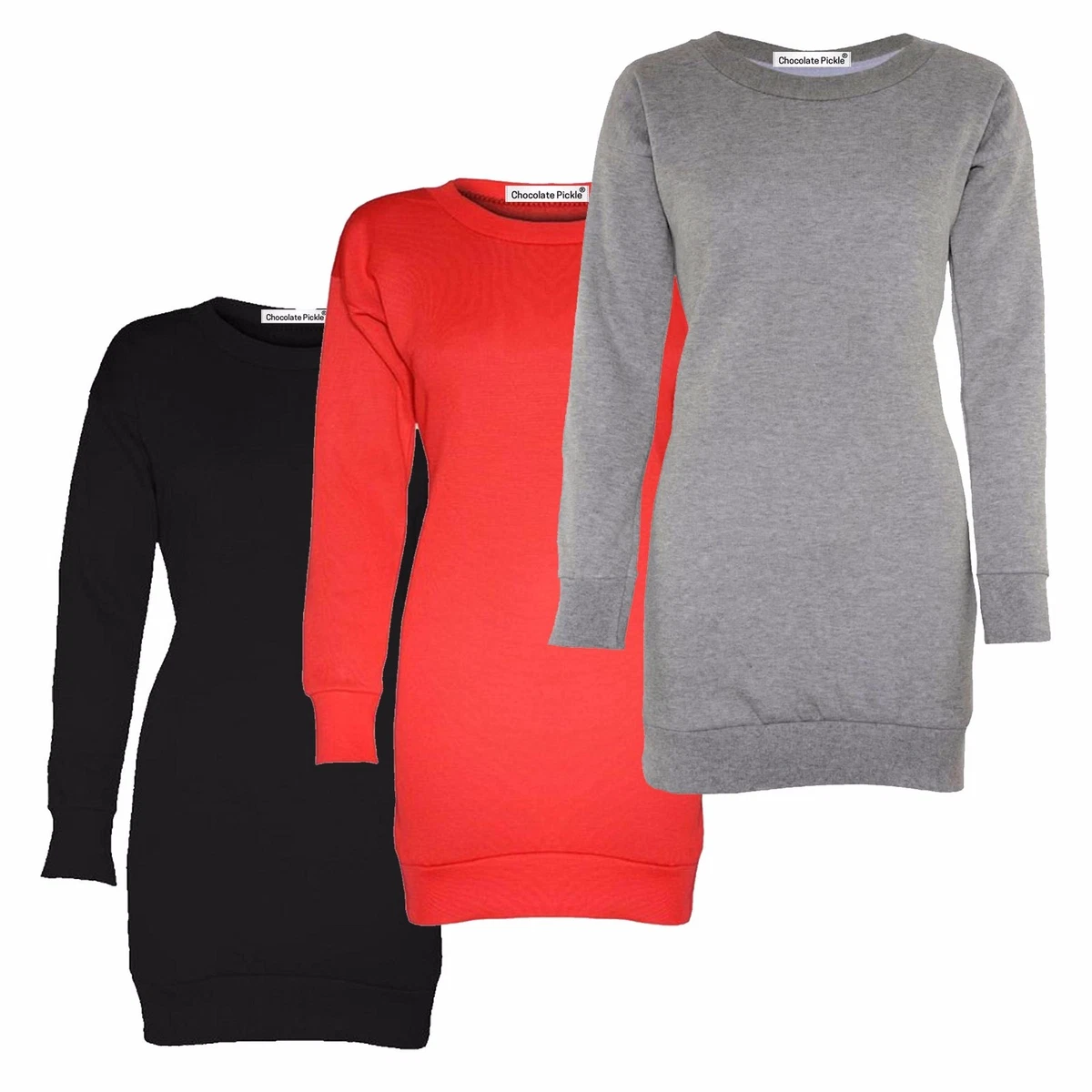 New Womens Jumpers Tops Plus Size Long Sleeve Fleece Plain Winter  Sweatshirt UK