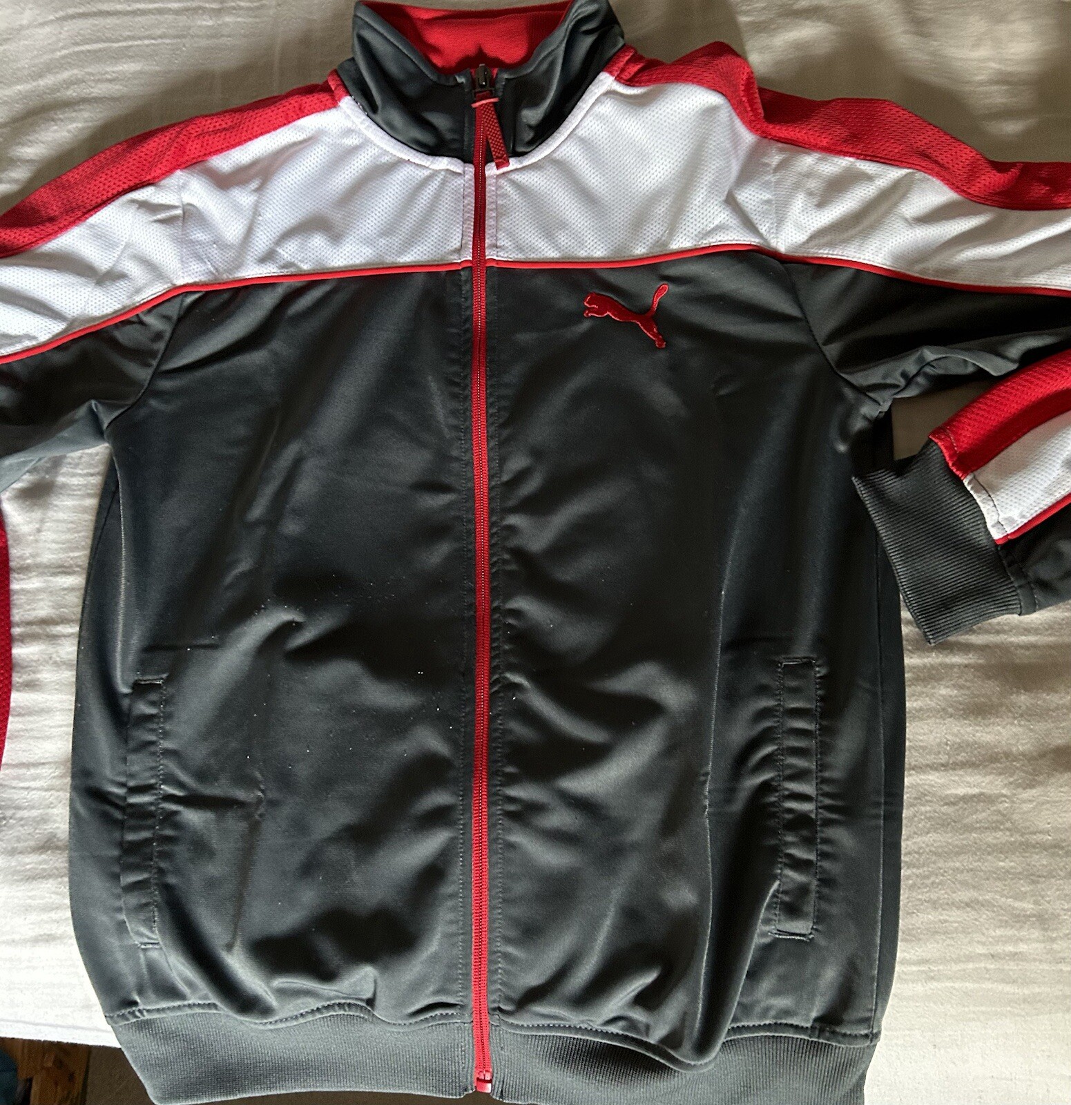 Jacket Puma Boys Red Gray White Size M-image