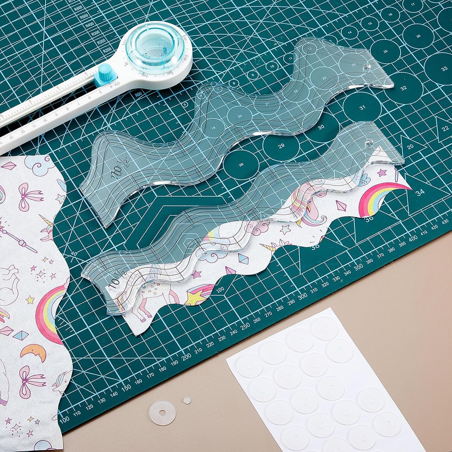 Kigley 2 Pcs Wave Edge Waves Ruler Acrylic Quilt Rulers for Quilting 0. ...