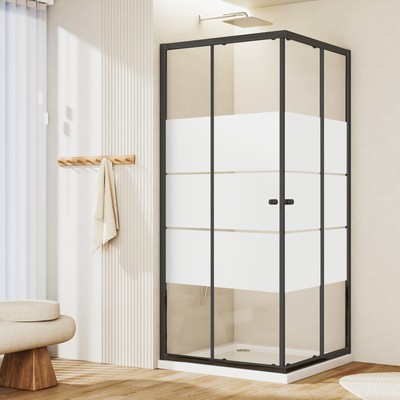 ESG Glas Duschkabine Eckeinstieg Dusche Schiebetür Duschabtrennung Duschwand