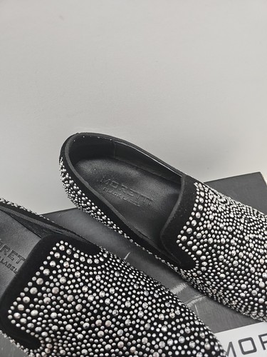 Moretti Black Label Men’s Dress Shoes Black & Silver Size 8 Slip On Loafers - Picture 9 of 18