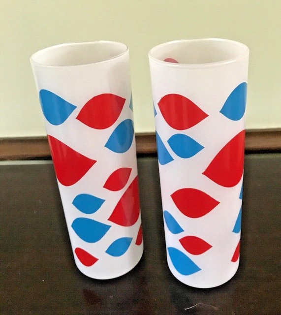 Vintage Original 1960s Dairy Queen Glasses Set of 2, Frosted Glass