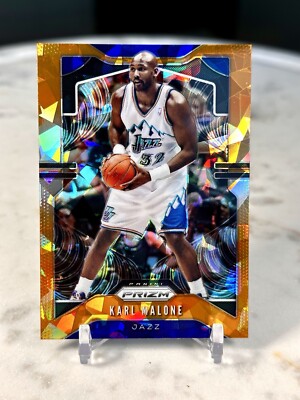 Karl Malone Orange Cracked Ice Prizm Insert 2019-20 Panini Prizm Basketball #19