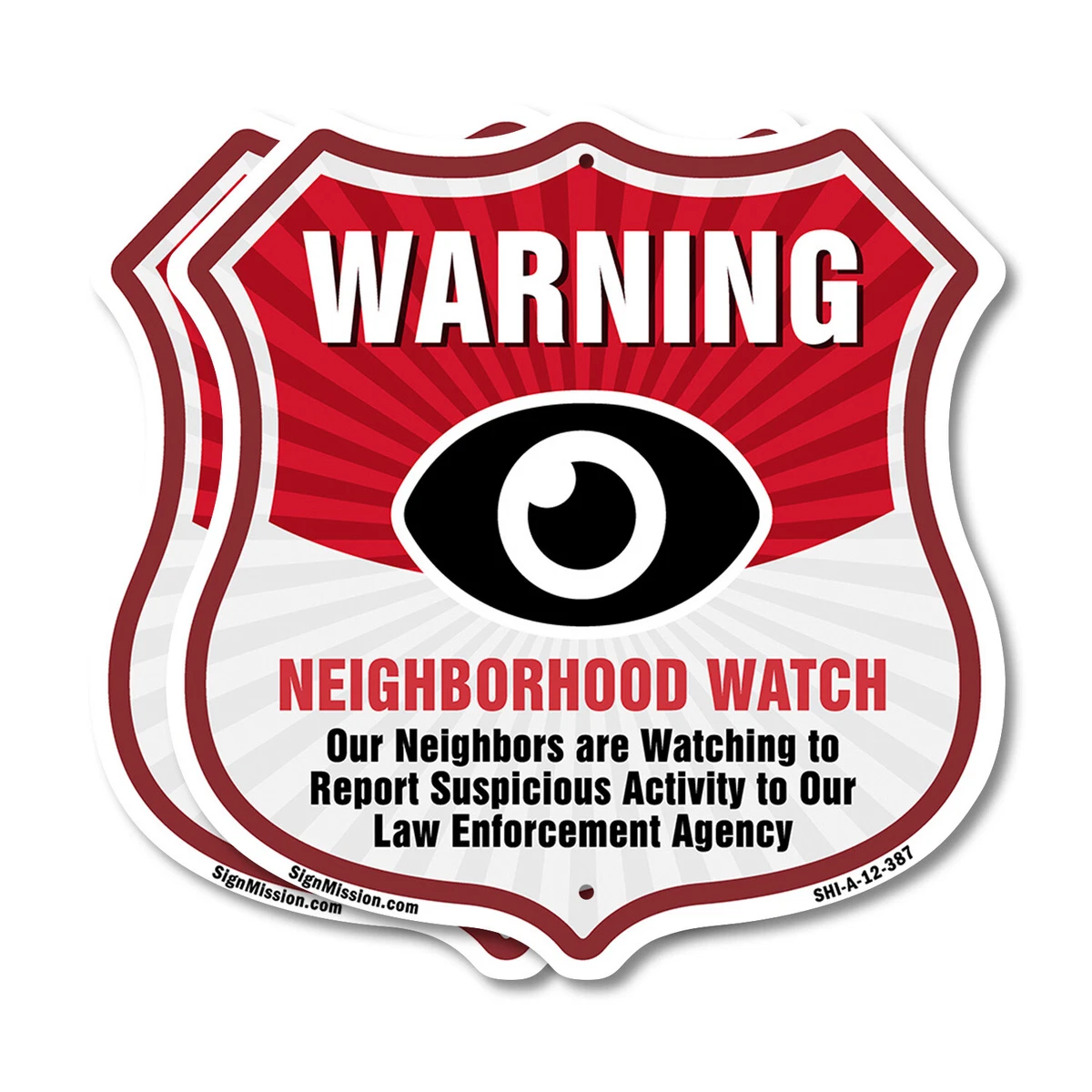ネイバーフッドウォッチ セキュリティメタルサインボード Neighborhood Crime Watch Shield Sign Warning Our Neighbors A
