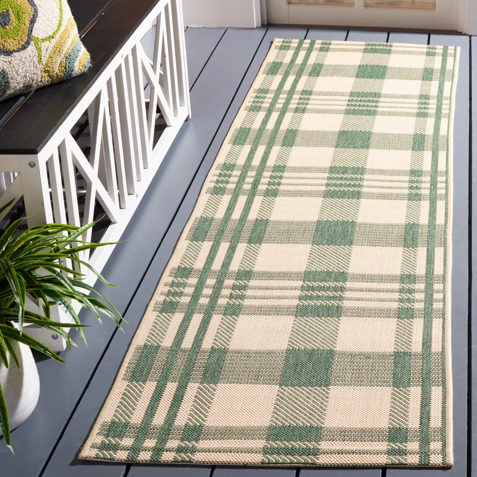 SAFAVIEH Indoor Outdoor CY6201-322 Courtyard Green / Beige Rug - Image 3 of 4
