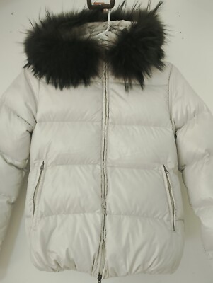 DUVETICA Pure Goose Down Puffer Jacket Size 38 Hooded White. Fur 