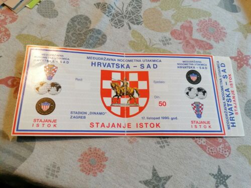 CROATIA - USA 2:1, 1990, PROGRAMME WITH AUTOGRAPHS, POSTER + TICKET - Picture 1 of 12