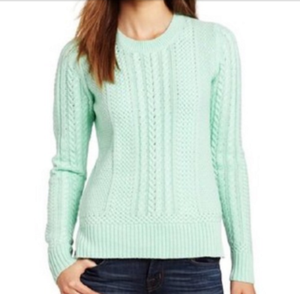 mint green cable knit sweater