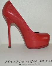 NIB YSL SAINT LAURENT $795 TRIBTOO TRIBUTE LEATHER PUMPS SHOES EU 39.5 US 9.5 