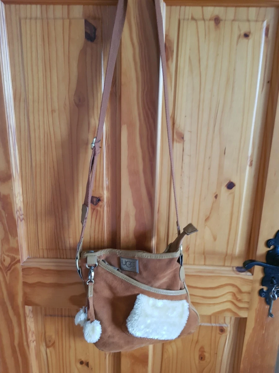 Ugg Tan Suede Shearling Crossbody Bag