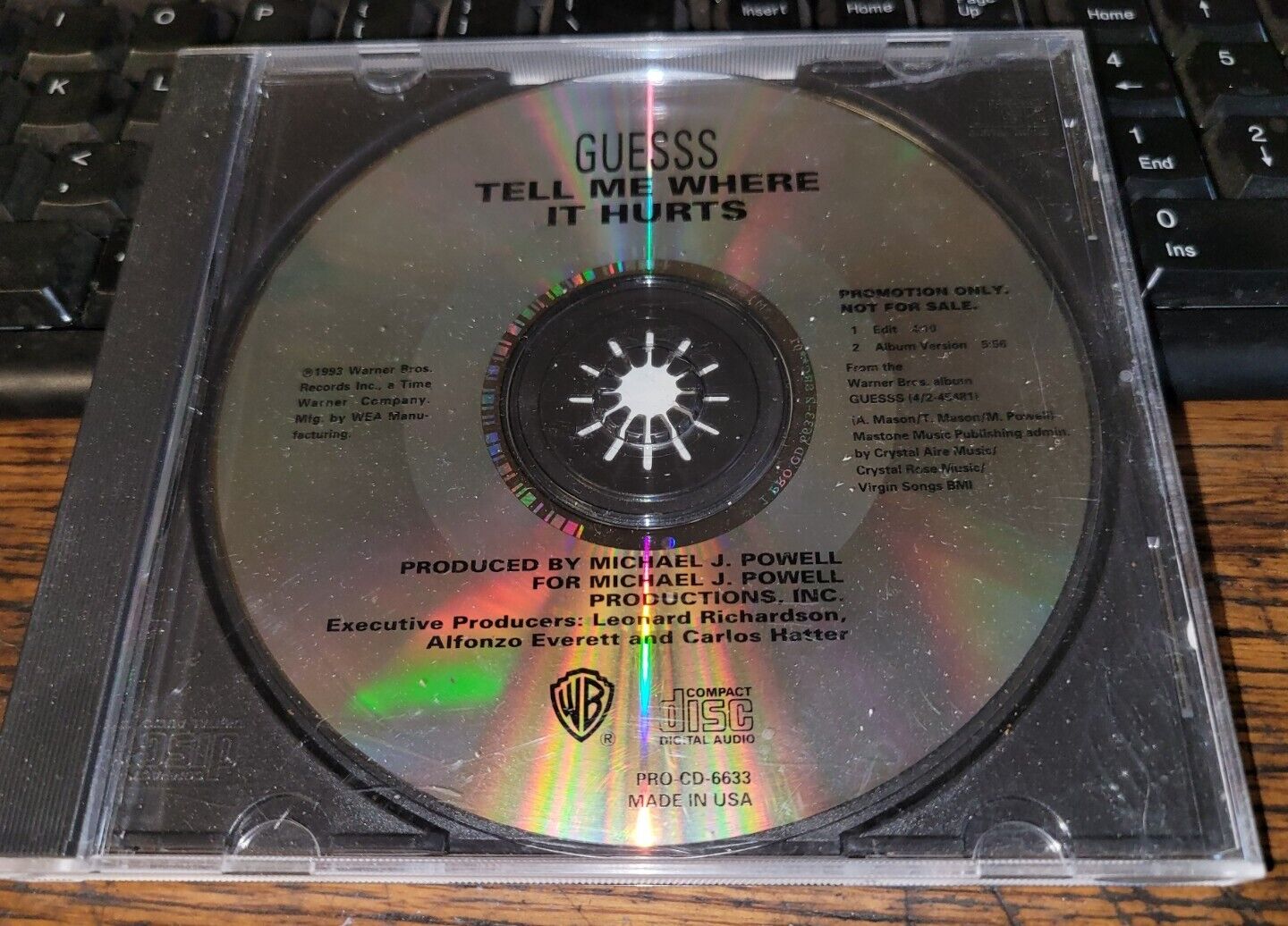 GUESS - TELL ME WHERE IT HURTS   RARE 2TRK R&B PROMO SINGLE 1990 CD