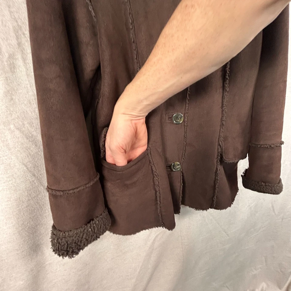 Chaqueta De Colección Desteñida Glory Penny Lane Talla Pequeña Marrón Imitación Gamuza Abrigo Boho Y2K Foto 2 de 4