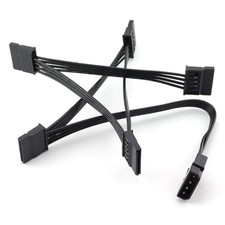 IDE to SATA Power Cable 4 Pin to 15 Pin Adapter 18AWG 1 to 5 Splitter Black