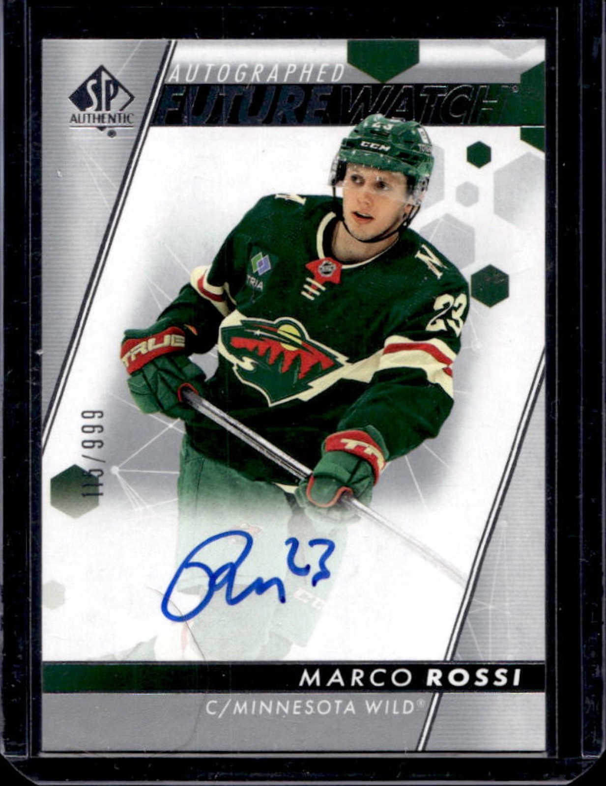 2022-23 SP Authentic Marco Rossi Rookie Auto RC Future Watch #115/999 Wild