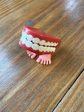 Vintage Wind Up Chattering Teeth With Feet AICO Made In Japan Miniature