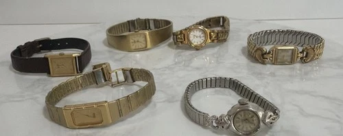 Vintage Ladies Watch Lot of 6 Gold Seiko & Silver Tone 2 Working / Parts Repair