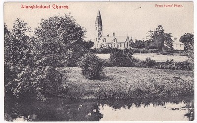 Llanyblodel Kirche Shropshire Vintage Kollotypie Postkarte E C Burns Llanrhaeadr