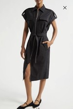 ALC Thea Black Short Sleeve Utility Zip Front Midi Dress Size 4