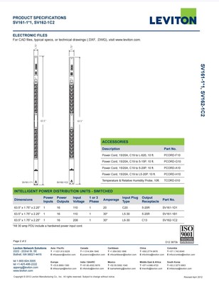 Leviton SV161-1B1, Intelligent Switch Power Distribution Units - Switched