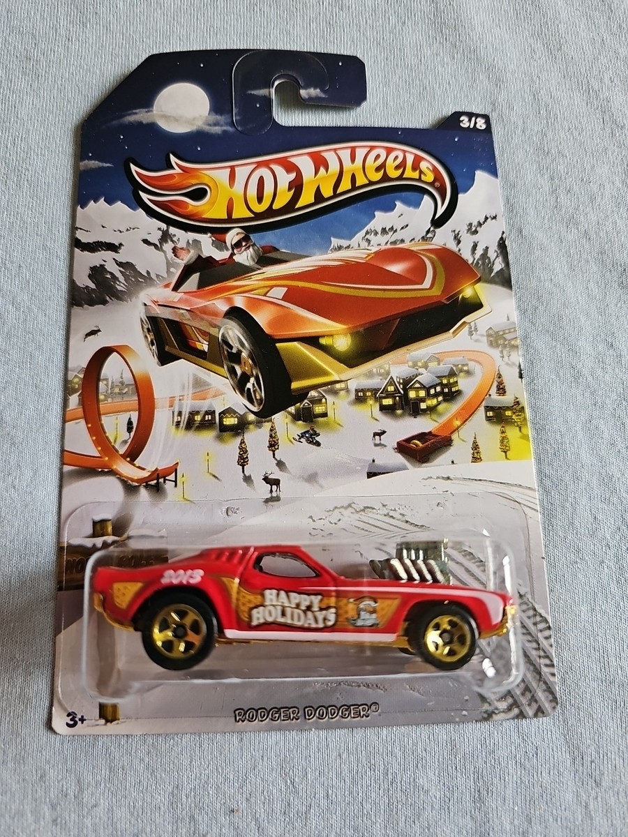 2013 Hot Wheels Holiday Hot Rods RODGER DODGER Red 3/8 GREAT CARD