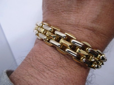 Authentic  BARAKA 18k Gold Men's Bracelet with Fancy Ball Clasp    91.0 Grams