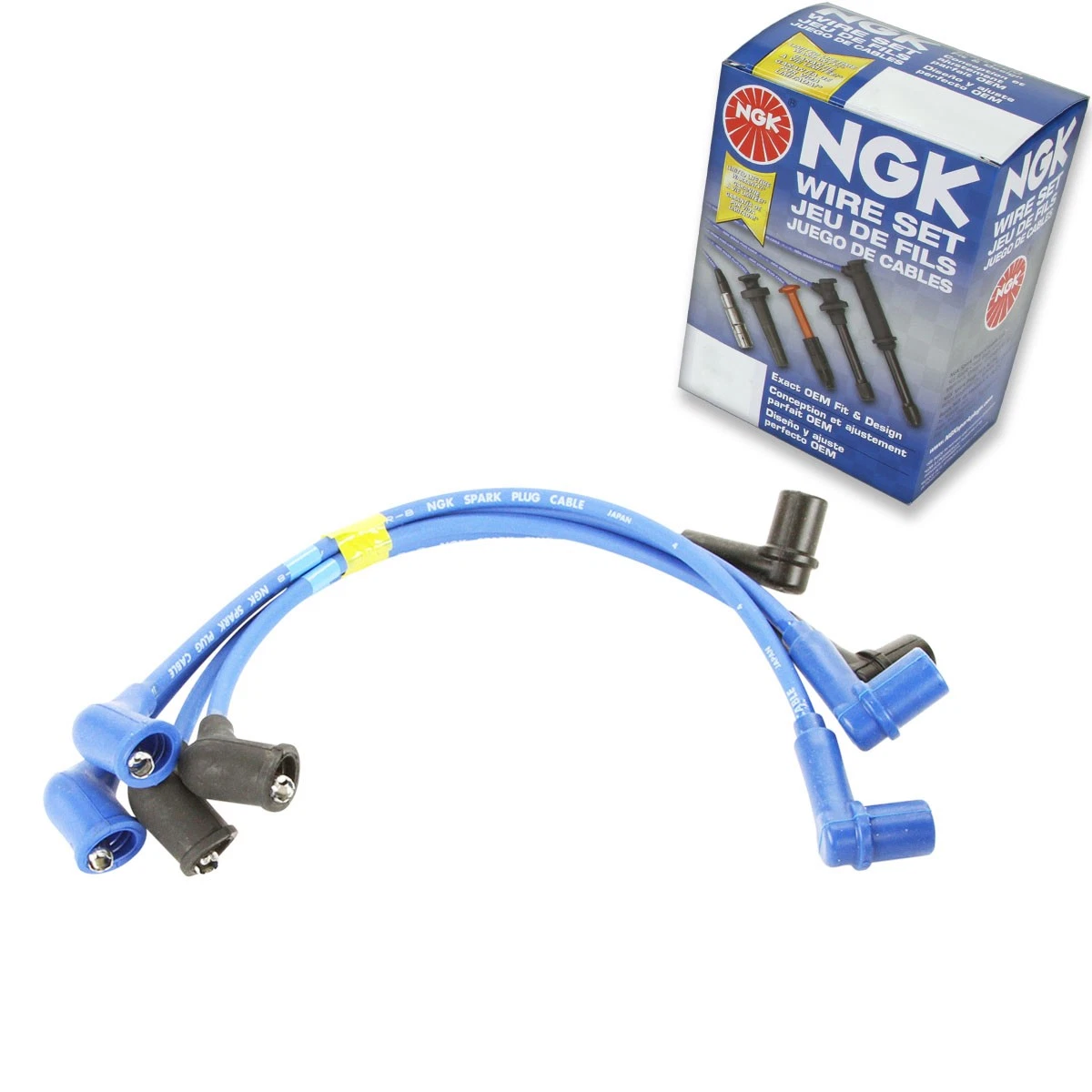 Kit De Cables De Bujía Trenzados De Tela Con Núcleo De Supresión De 48