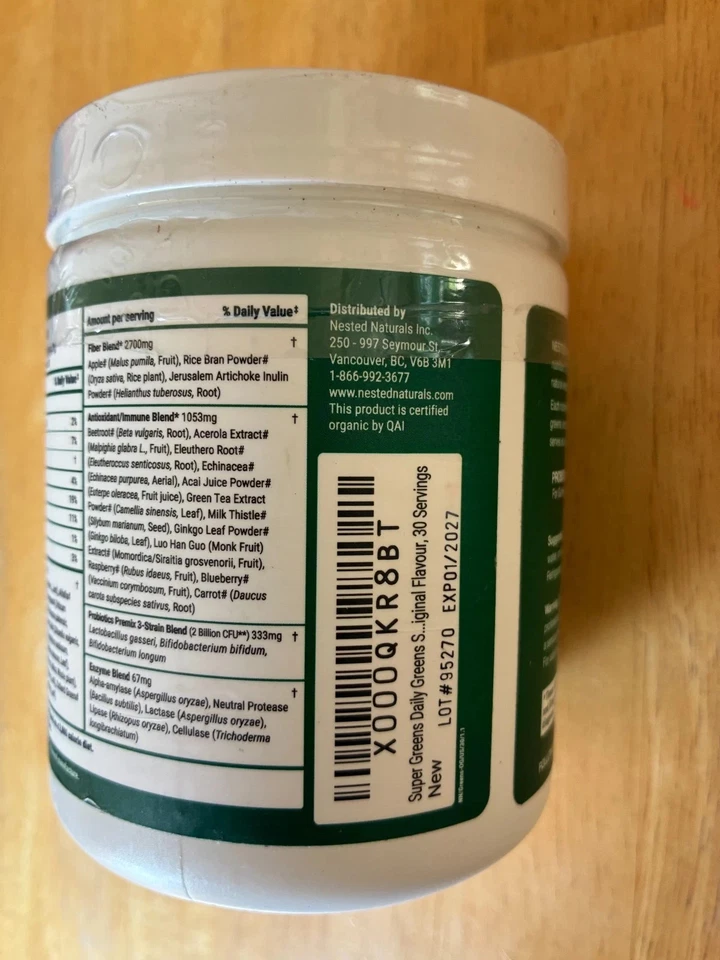 Nested Naturals Super Greens 30 porções novo/selado validade 2026 8,5 oz - Imagem 3 de 4