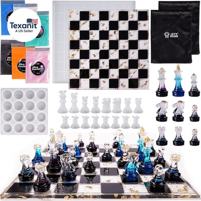Chess Molds for Resin Casting, Upgraded Resin Chess Set Mold with 16 Piece 3D Fu