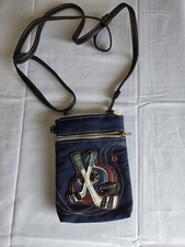 Chala Navy Crossbody Bag with Hockey Applique & Zipper Accents Women