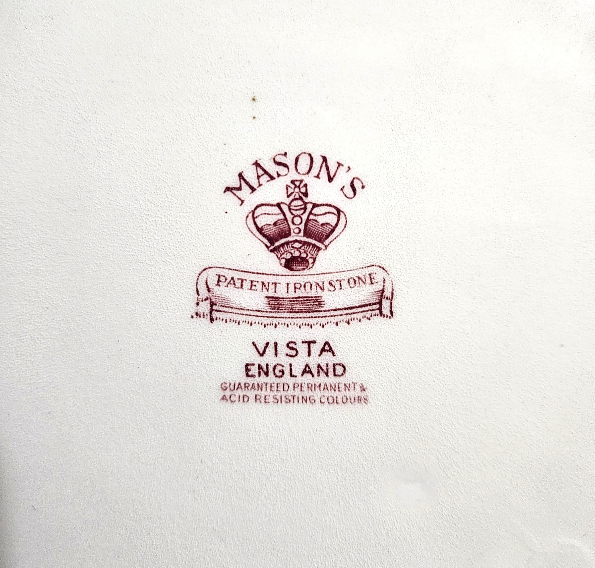 Vintage Mason's Ironstone Vista Pink 11" Square Handled Cake Plate England