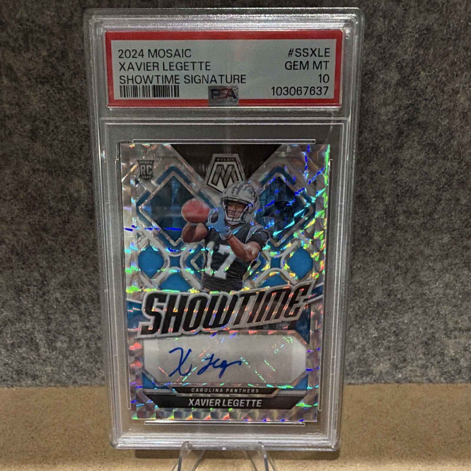 Panini 2024 Mosaic Xavier Legette Showtime Signatures #SS-XLE RC Auto PSA 10
