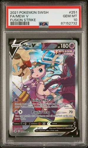 2021 POKEMON SWORD & SHIELD FUSION STRIKE #251 FULL ART MEW V PSA 10 ALT ART