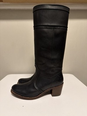 FRYE Jane Stitch Tall Leather Boots 77233 Black Women s US 10 B