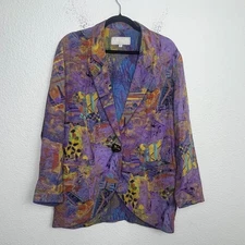 Vintage Platinum by Dorothy Schoelen Blazer Jacket Womens Medium Multicolor