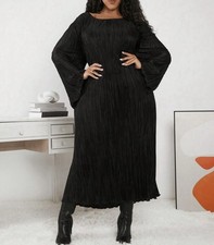 SHEIN Curve Women’s Dress SHEER RIB-KNIT BODYCON Size OXL Black Long Sleeve