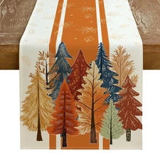 Fall Decorations Trees Maple Leaves Orange Table Runner Thanksgiving 13"x72"