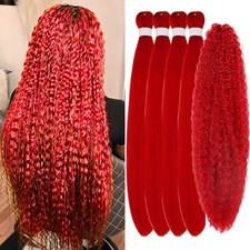 Gozill Red Boho Braiding Hair Pre stretched Boho Hair for Braiding Curly De...