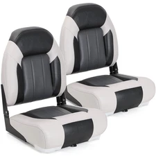 NORTHCAPTAIN Light Grey/Charcoal/Black High Back Folding Boat Seat, 2 Seats