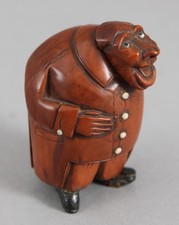 Small Antique 18thC French Folk Art Carved Coquilla Nut Figural Man Snuffbox, NR