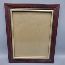 Vintage Faux Wood Picture Frame Brown  Gold Trim 8" x 10"