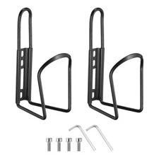 2pcs Bike Water Bottle Cage Ultralight Aluminum Holder with Hardware Black